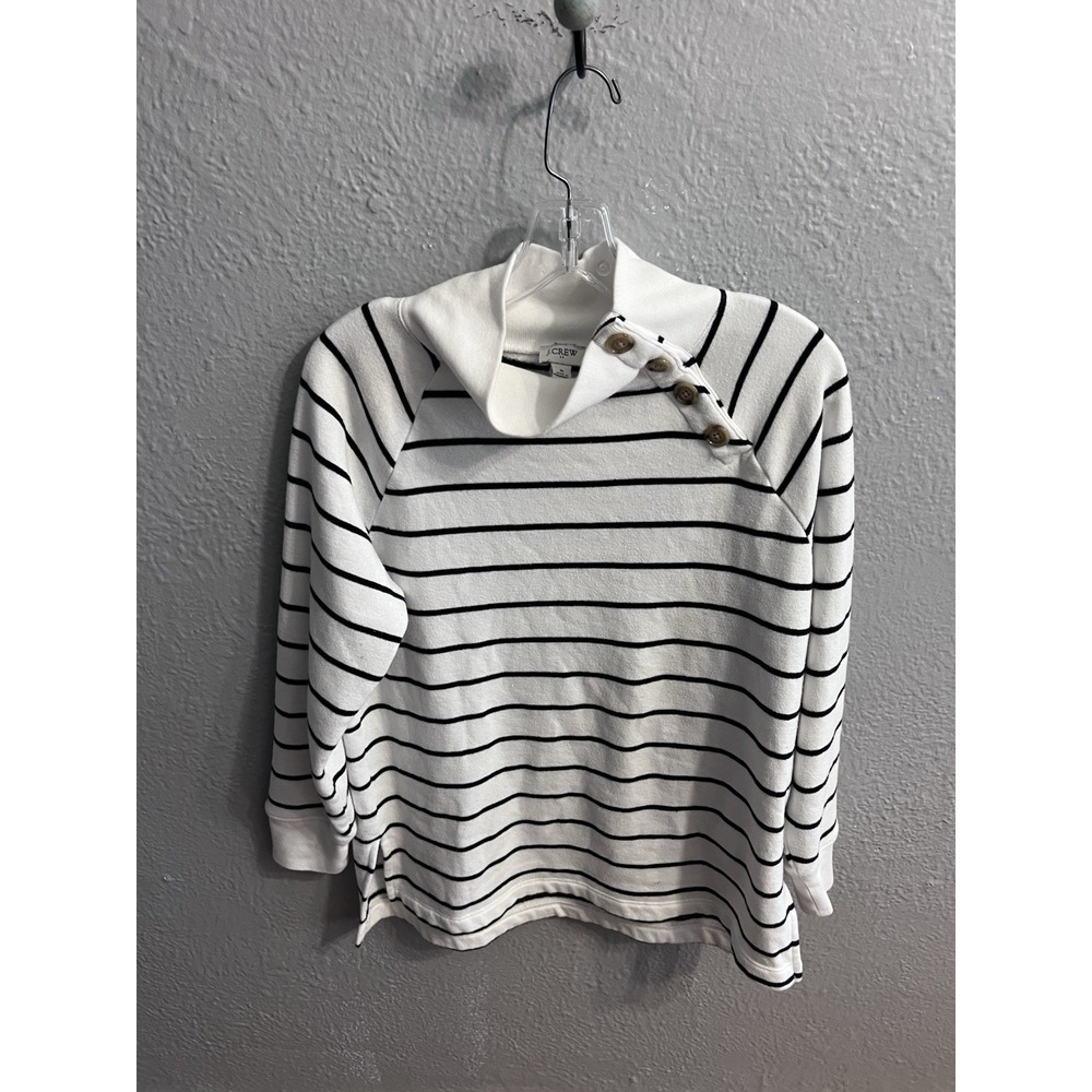 J Crew Women's Sweatshirt Blue White Striped‎ Size Small
